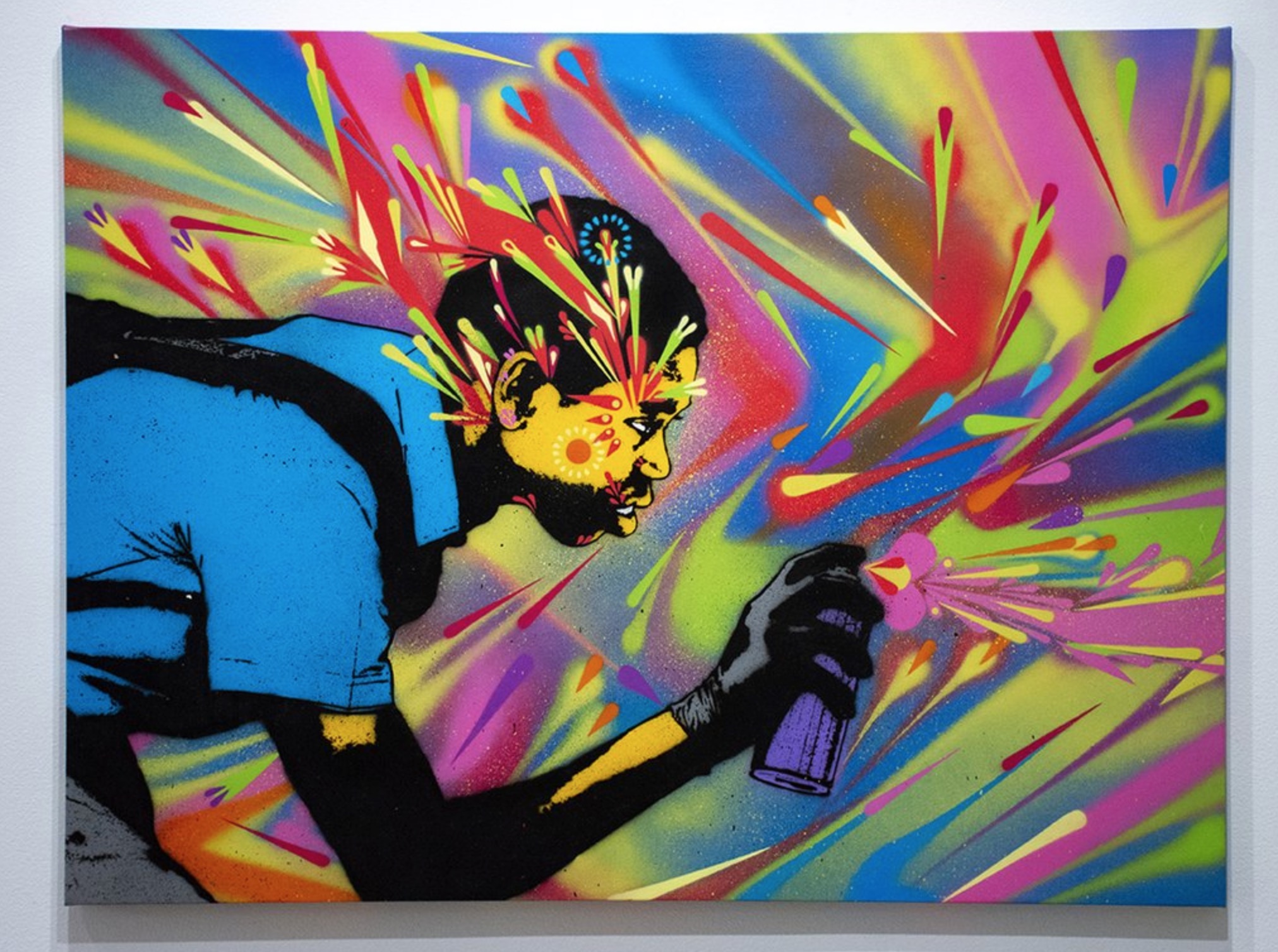 "Nevis Kid,” 2019. Spraypaint on canvas. 30 x 39 ¾ in., 76 x 101 cm.